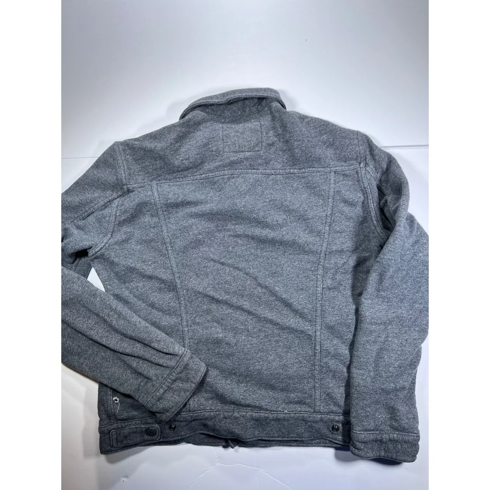Levi's Trucker Jacket Mens L Gray Jersey Knit Sweatshirt Hybrid Button Up Coat